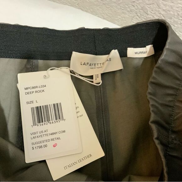 New with tags LAFAYETTE 148 NEW YORK Murray Skinny Leather Pants - Deep Rock - Picture 9 of 12